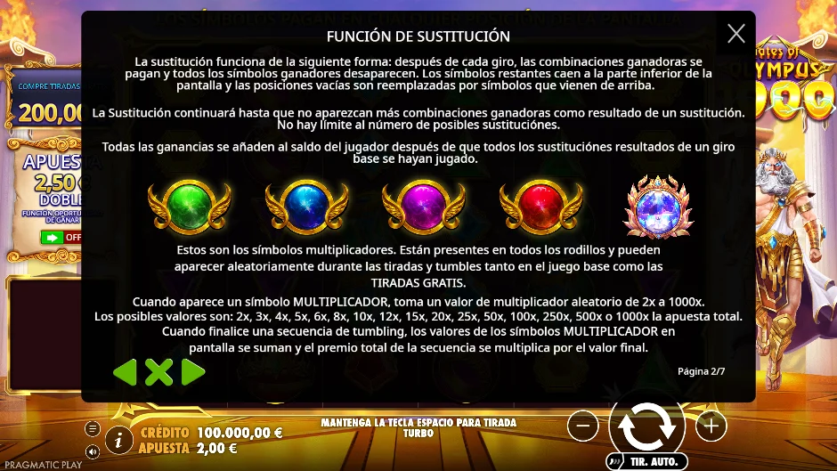 Gates of Olympus 1000 — sustitución y símbolos multiplicadores